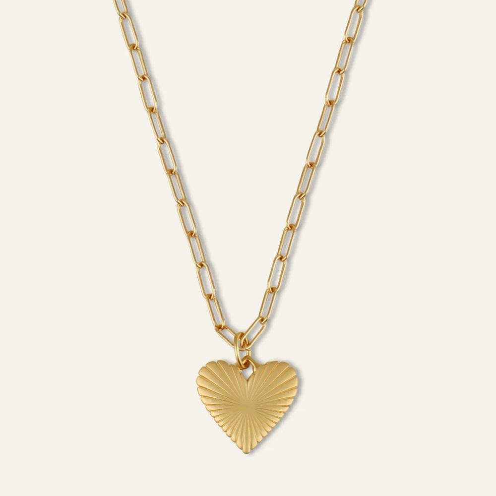 Hart Small Ribbed Heart of Gold Necklace 18’’